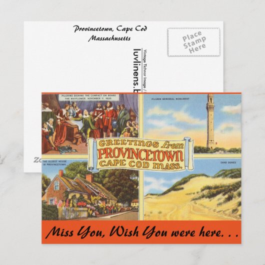 Massachusetts Provincetown, Cape Cod Postkarte (Vorne/Hinten)