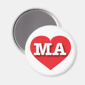 Massachusetts Red Heart - I Liebe MA Magnet (Vorderseite/Rückseite)