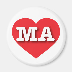 Massachusetts Red Heart - I Liebe MA Magnet