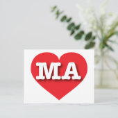 Massachusetts Red Heart - I Liebe MA Postkarte (Stehend Vorderseite)