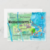 Massachusetts Reiseplan Postkarte (Vorne/Hinten)