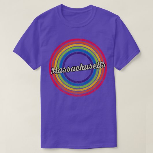 Massachusetts Retro-Regenbogen verblasst T-Shirt (Design vorne)