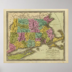 Massachusetts Rhode Island und Connecticut 2 Poster
