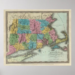 Massachusetts Rhode Island und Connecticut Poster