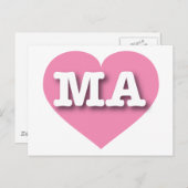 Massachusetts Rosa Herz - I Liebe MA Postkarte (Vorne/Hinten)