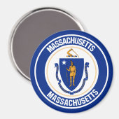 Massachusetts RundEmblem Magnet (Vorderseite/Rückseite)