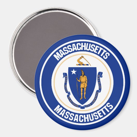 Massachusetts RundEmblem Magnet (Vorderseite/Rückseite)