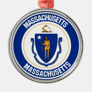 Massachusetts RundEmblem Ornament Aus Metall
