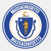 Massachusetts RundEmblem Runder Aufkleber (Vorderseite)