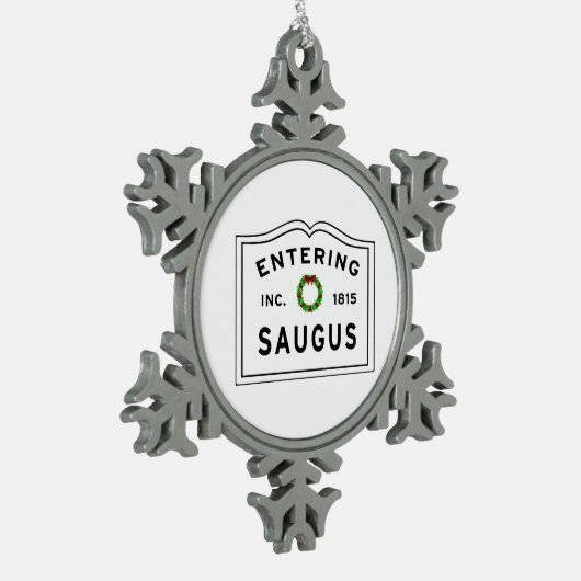 Massachusetts Saugus Schneeflocken Zinn-Ornament (Links)