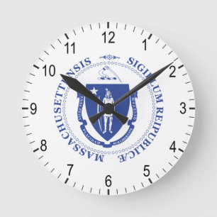 Massachusetts-Schild Runde Wanduhr