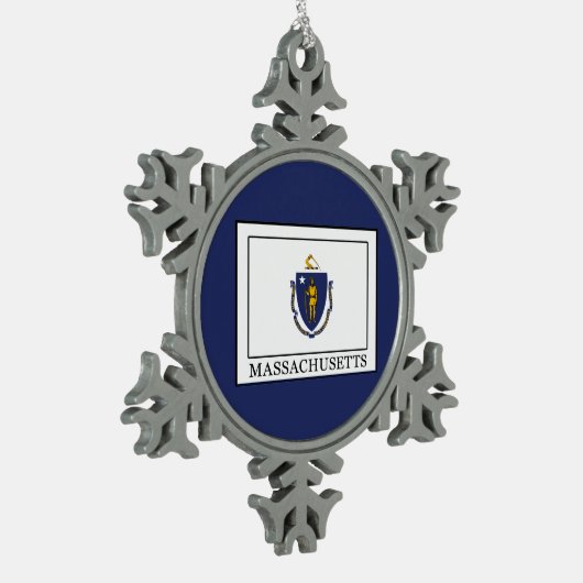 Massachusetts Schneeflocken Zinn-Ornament (Links)
