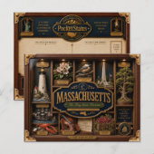 Massachusetts Shadow Box 3D Figurine Staat Postkarte (Vorne/Hinten)