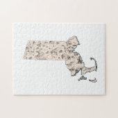 Massachusetts Shaped Vintag Picture Map Puzzle (Horizontal)