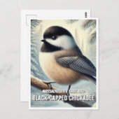 Massachusetts Staat Bird Black-Capped Chickadee Postkarte (Vorne/Hinten)