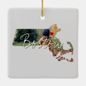 Massachusetts Staat Foto Einfügen und Ortsname Keramikornament (Rückseite)