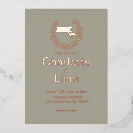 Massachusetts Staat Hochzeit in Urlaubsort Folieneinladung