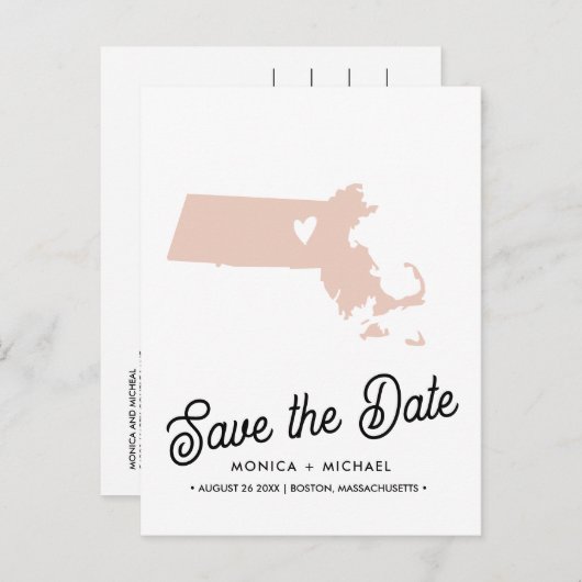 MASSACHUSETTS Staat Hochzeit in Urlaubsort JEDE FA Ankündigungspostkarte (Vorne/Hinten)