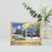 Massachusetts Staat House & Kennedy's Statue Postkarte (Stehend Vorderseite)