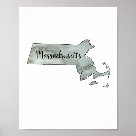 Massachusetts Staat Illustration Poster (Vorne)