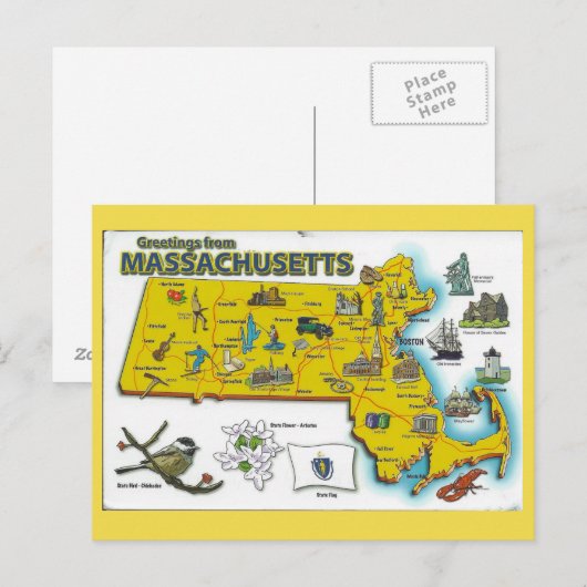 Massachusetts Staat Karte (Vorne/Hinten)