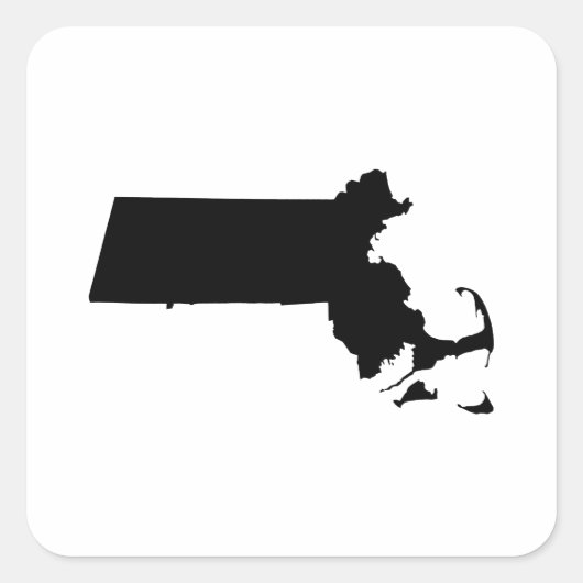 Massachusetts Staat Kontur Quadratischer Aufkleber (Vorderseite)