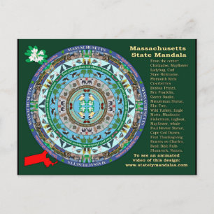 Massachusetts Staat Mandala Postcard Postkarte