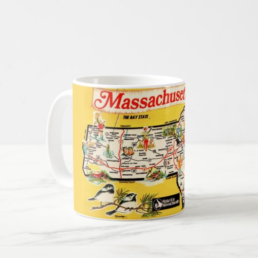Massachusetts Staat Map Tasse (Vorderseite Links)