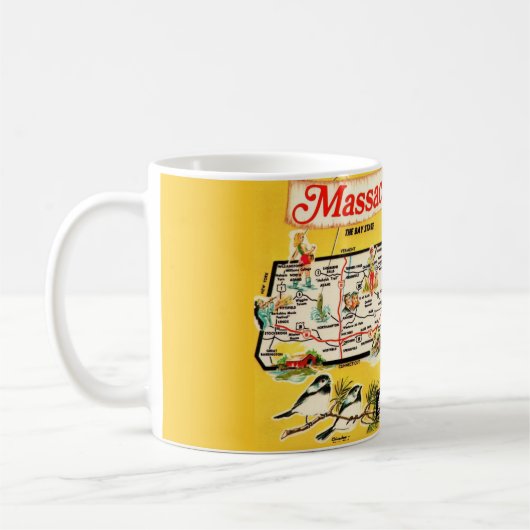 Massachusetts Staat Map Tasse (Links)