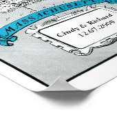 Massachusetts Staat Map Wall Art Poster (Ecke)