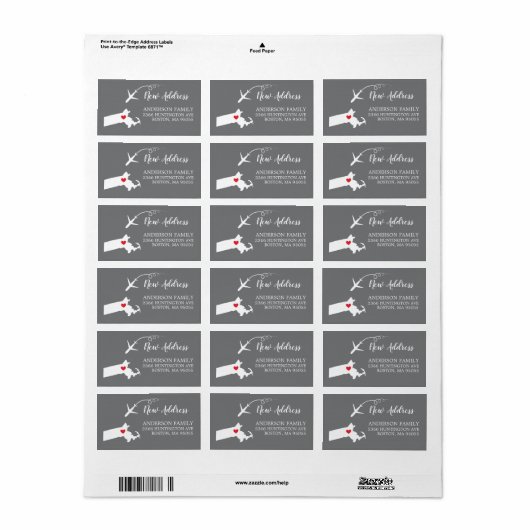 MASSACHUSETTS-Staat | Rücksendekennzeichen verschi Adressaufkleber (Vorne)