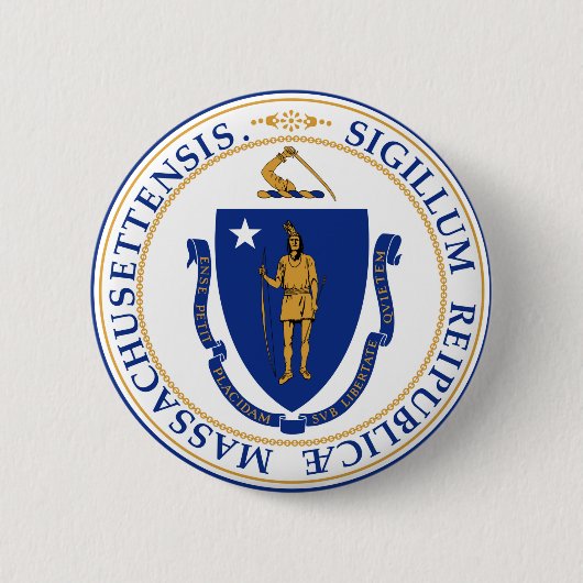 Massachusetts-Staats-Siegelamerika-Republiksymbol Button (Vorderseite)