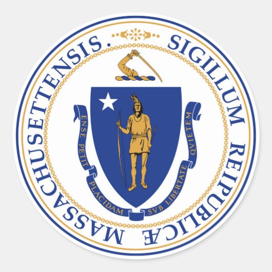 Massachusetts-Staats-Siegelamerika-Republiksymbol Runder Aufkleber (Vorderseite)