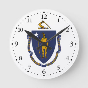 Massachusetts Staatsflagge Runde Wanduhr