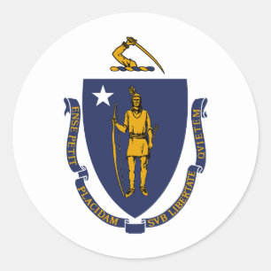 Massachusetts Staatsflagge Runder Aufkleber
