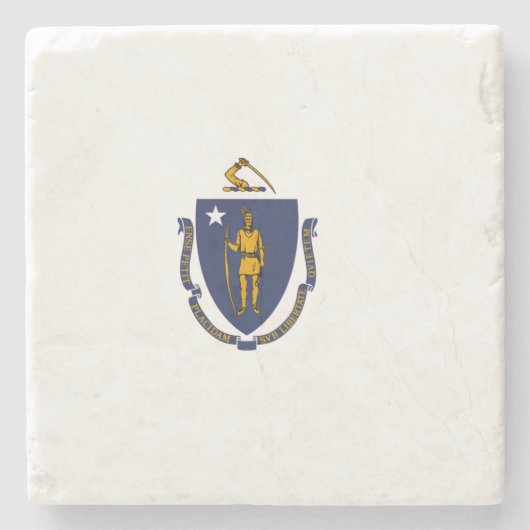 Massachusetts Staatsflagge Steinuntersetzer (Vorderseite)