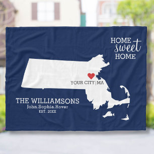 Massachusetts-Staatskarte mit benutzerdefinierten Fleecedecke