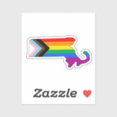 Massachusetts Staatsstolz LGBTQ-Fortschritt Aufkleber (Blatt)
