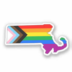 Massachusetts State Pride LGBTQ Progress Pride Aufkleber