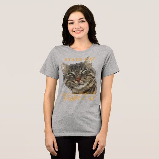 Massachusetts Territorialkatze Tri-Blend Shirt (Vorderseite voll)