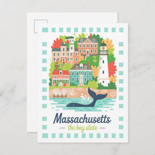 Massachusetts the Bay Staat USA Summer Travel Postkarte (Vorne/Hinten)