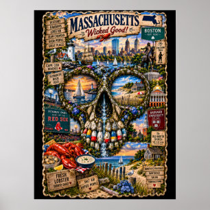 Massachusetts-Totenkopf-Kunstposter   State of Min Poster