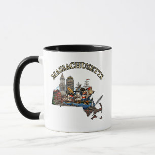 Massachusetts-Umriss-Tätowierstil Tasse