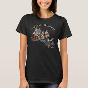 Massachusetts-Umriss-Tattoo-Stil T-Shirt