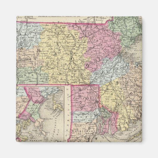 Massachusetts und Insel Rhode 2 Magnet (Vorne)