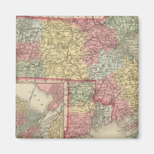 Massachusetts und Insel Rhode 2 Magnet (Vorne)
