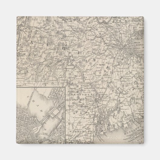 Massachusetts und Insel Rhode Magnet (Vorne)