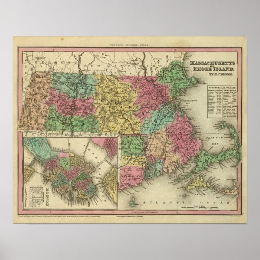 Massachusetts und Insel Rhode Poster (Vorne)