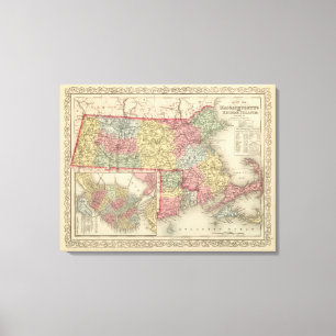Massachusetts und Rhode Island Leinwanddruck