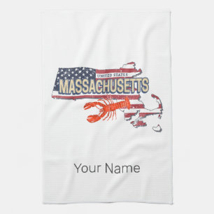 Massachusetts United Staaten Retro Map Vintag USA Geschirrtuch